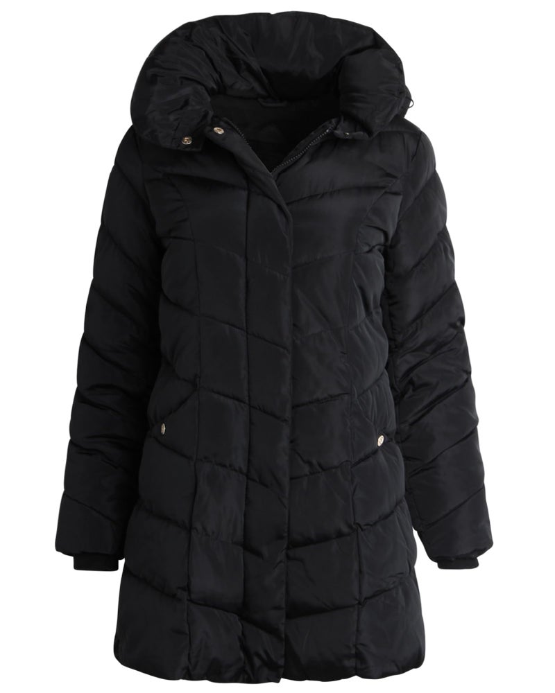 Steve Madden Womens Puffer Jacket - Heavyweight Insulated Quilted Parka Winter Coat - Hooded Bubble Winter Jacket for Women, Size 1X, Black - Image 2